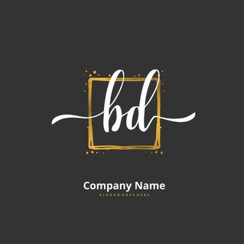 bd escritura a mano inicial y diseño de logotipo de firma con círculo. hermoso diseño de logotipo escrito a mano para moda, equipo, boda, logotipo de lujo. vector