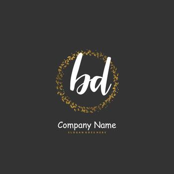 bd escritura a mano inicial y diseño de logotipo de firma con círculo. hermoso diseño de logotipo escrito a mano para moda, equipo, boda, logotipo de lujo. vector