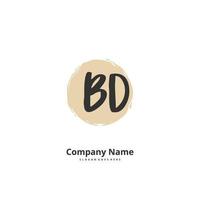 BD Initial handwriting and signature logo design with circle. Beautiful design handwritten logo for fashion, team, wedding, luxury logo. vector