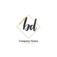 bd escritura a mano inicial y diseño de logotipo de firma con círculo. hermoso diseño de logotipo escrito a mano para moda, equipo, boda, logotipo de lujo. vector