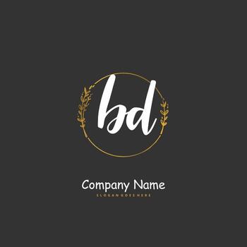 bd escritura a mano inicial y diseño de logotipo de firma con círculo. hermoso diseño de logotipo escrito a mano para moda, equipo, boda, logotipo de lujo. vector