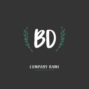 bd escritura a mano inicial y diseño de logotipo de firma con círculo. hermoso diseño de logotipo escrito a mano para moda, equipo, boda, logotipo de lujo. vector