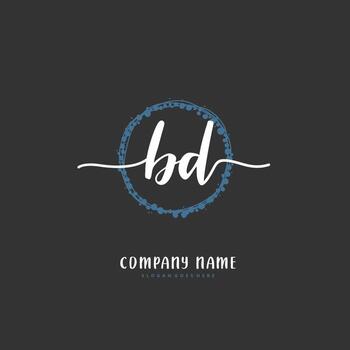 bd escritura a mano inicial y diseño de logotipo de firma con círculo. hermoso diseño de logotipo escrito a mano para moda, equipo, boda, logotipo de lujo. vector