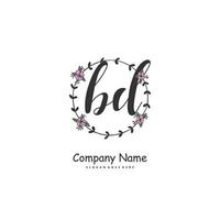 BD Initial handwriting and signature logo design with circle. Beautiful design handwritten logo for fashion, team, wedding, luxury logo. vector