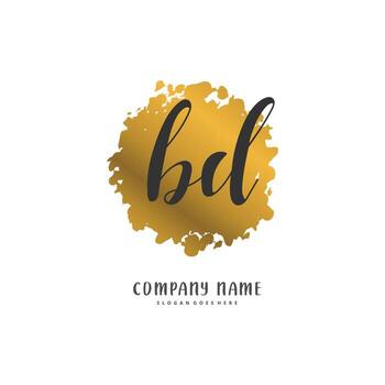 bd escritura a mano inicial y diseño de logotipo de firma con círculo. hermoso diseño de logotipo escrito a mano para moda, equipo, boda, logotipo de lujo. vector