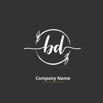 bd escritura a mano inicial y diseño de logotipo de firma con círculo. hermoso diseño de logotipo escrito a mano para moda, equipo, boda, logotipo de lujo. vector