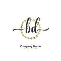 BD Initial handwriting and signature logo design with circle. Beautiful design handwritten logo for fashion, team, wedding, luxury logo. vector