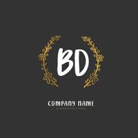 BD Initial handwriting and signature logo design with circle. Beautiful design handwritten logo for fashion, team, wedding, luxury logo. vector