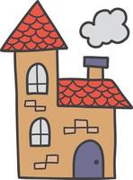 Hand Drawn cute two storey vintage house illustration vector