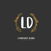 LD Initial handwriting and signature logo design with circle. Beautiful design handwritten logo for fashion, team, wedding, luxury logo. vector