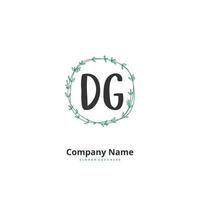 DG Initial handwriting and signature logo design with circle. Beautiful design handwritten logo for fashion, team, wedding, luxury logo. vector