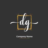 dg escritura a mano inicial y diseño de logotipo de firma con círculo. hermoso diseño de logotipo escrito a mano para moda, equipo, boda, logotipo de lujo. vector