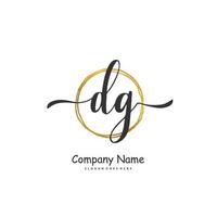 dg escritura a mano inicial y diseño de logotipo de firma con círculo. hermoso diseño de logotipo escrito a mano para moda, equipo, boda, logotipo de lujo. vector