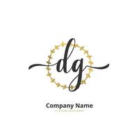 DG Initial handwriting and signature logo design with circle. Beautiful design handwritten logo for fashion, team, wedding, luxury logo. vector