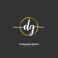 DG Initial handwriting and signature logo design with circle. Beautiful design handwritten logo for fashion, team, wedding, luxury logo. vector