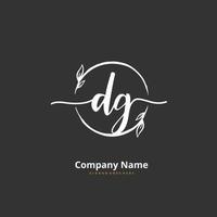 dg escritura a mano inicial y diseño de logotipo de firma con círculo. hermoso diseño de logotipo escrito a mano para moda, equipo, boda, logotipo de lujo. vector