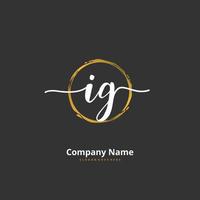 IG Initial handwriting and signature logo design with circle. Beautiful design handwritten logo for fashion, team, wedding, luxury logo. vector