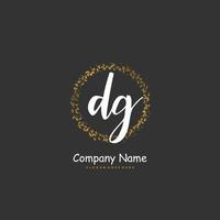 dg escritura a mano inicial y diseño de logotipo de firma con círculo. hermoso diseño de logotipo escrito a mano para moda, equipo, boda, logotipo de lujo. vector