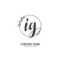 IG Initial handwriting and signature logo design with circle. Beautiful design handwritten logo for fashion, team, wedding, luxury logo. vector