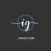 IG Initial handwriting and signature logo design with circle. Beautiful design handwritten logo for fashion, team, wedding, luxury logo. vector