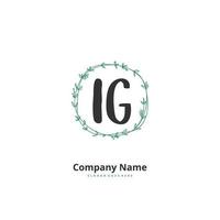IG Initial handwriting and signature logo design with circle. Beautiful design handwritten logo for fashion, team, wedding, luxury logo. vector