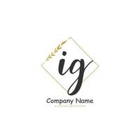 IG Initial handwriting and signature logo design with circle. Beautiful design handwritten logo for fashion, team, wedding, luxury logo. vector