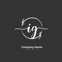 ig escritura a mano inicial y diseño de logotipo de firma con círculo. hermoso diseño de logotipo escrito a mano para moda, equipo, boda, logotipo de lujo. vector