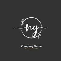 NG Initial handwriting and signature logo design with circle. Beautiful design handwritten logo for fashion, team, wedding, luxury logo. vector