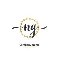 NG Initial handwriting and signature logo design with circle. Beautiful design handwritten logo for fashion, team, wedding, luxury logo. vector