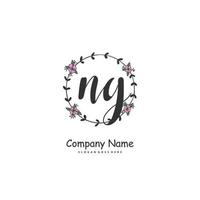 NG Initial handwriting and signature logo design with circle. Beautiful design handwritten logo for fashion, team, wedding, luxury logo. vector