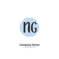 NG Initial handwriting and signature logo design with circle. Beautiful design handwritten logo for fashion, team, wedding, luxury logo. vector