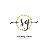 SG Initial handwriting and signature logo design with circle. Beautiful design handwritten logo for fashion, team, wedding, luxury logo. vector