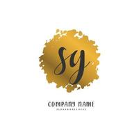 SG Initial handwriting and signature logo design with circle. Beautiful design handwritten logo for fashion, team, wedding, luxury logo. vector