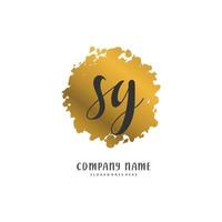 sg escritura a mano inicial y diseño de logotipo de firma con círculo. hermoso diseño de logotipo escrito a mano para moda, equipo, boda, logotipo de lujo. vector