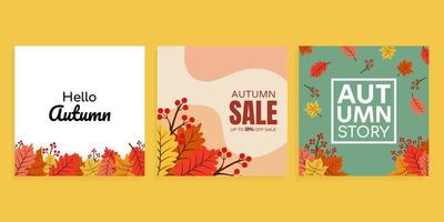 colección de plantillas de promoción de ventas con tema de diseño de otoño, eps10, ilustración, editable vector