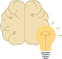 idea negocio cerebro mente bombilla color plano icono vector