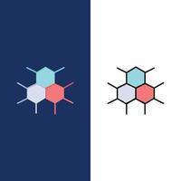 Molecular Structure Medical Health  Icons Flat and Line Filled Icon Set Vector Blue Background