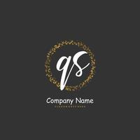 QS Initial handwriting and signature logo design with circle. Beautiful design handwritten logo for fashion, team, wedding, luxury logo. vector