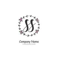 SS Initial handwriting and signature logo design with circle. Beautiful design handwritten logo for fashion, team, wedding, luxury logo. vector