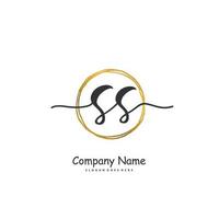 SS Initial handwriting and signature logo design with circle. Beautiful design handwritten logo for fashion, team, wedding, luxury logo. vector