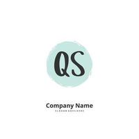 QS Initial handwriting and signature logo design with circle. Beautiful design handwritten logo for fashion, team, wedding, luxury logo. vector