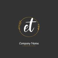 ET Initial handwriting and signature logo design with circle. Beautiful design handwritten logo for fashion, team, wedding, luxury logo. vector