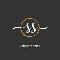 SS Initial handwriting and signature logo design with circle. Beautiful design handwritten logo for fashion, team, wedding, luxury logo. vector
