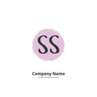 SS Initial handwriting and signature logo design with circle. Beautiful design handwritten logo for fashion, team, wedding, luxury logo. vector