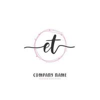ET Initial handwriting and signature logo design with circle. Beautiful design handwritten logo for fashion, team, wedding, luxury logo. vector