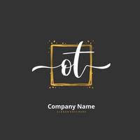 ot letra inicial y diseño de logotipo de firma con círculo. hermoso diseño de logotipo escrito a mano para moda, equipo, boda, logotipo de lujo. vector