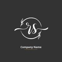 RS Initial handwriting and signature logo design with circle. Beautiful design handwritten logo for fashion, team, wedding, luxury logo. vector