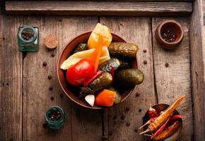 Cold appetizer, pickled vegetables. photo