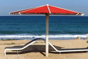 Umbrella in the city park near the sea. photo