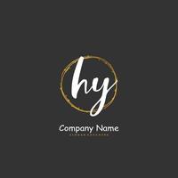 HY Initial handwriting and signature logo design with circle. Beautiful design handwritten logo for fashion, team, wedding, luxury logo. vector